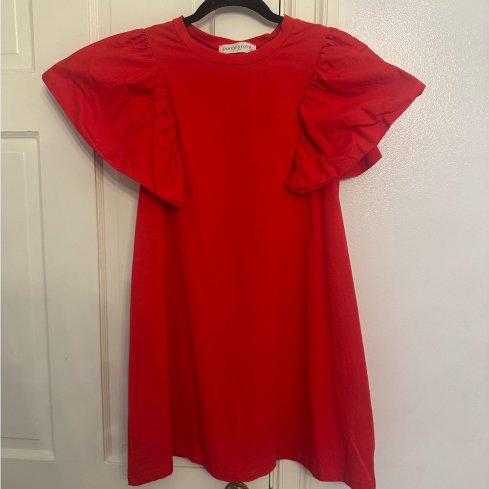 Elegant Red Ruffled Mini Dress